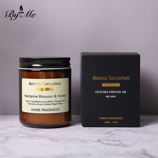 BYME大豆蜡黑盖茶色香氛蜡烛无烟家居香薰情人节小礼品玻璃