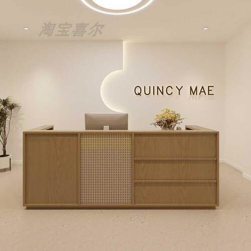 藤编女装服装店收银台美容院前台民宿接待台瑜伽馆美甲店小型吧台