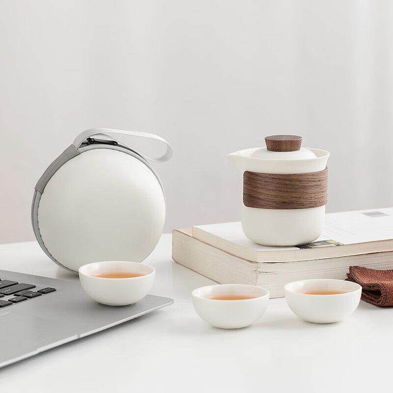 陶瓷旅行茶具套装户外随身便携快客杯露营过滤泡茶壶茶杯商务定制