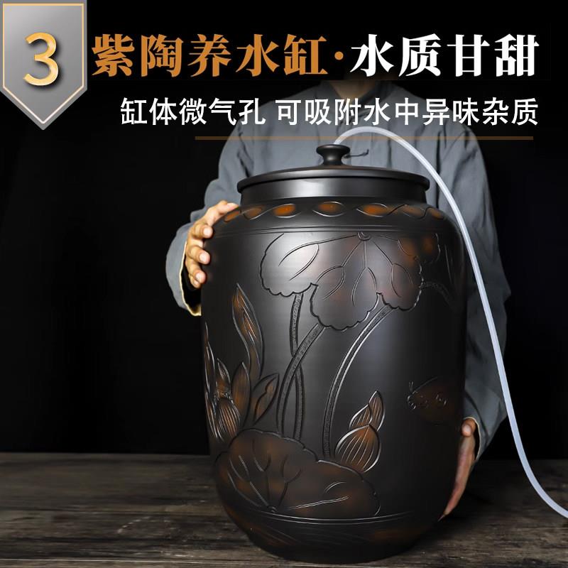 【滇匠企业店】水缸家用储水用建水紫陶水缸茶道储水抽水缸水桶净