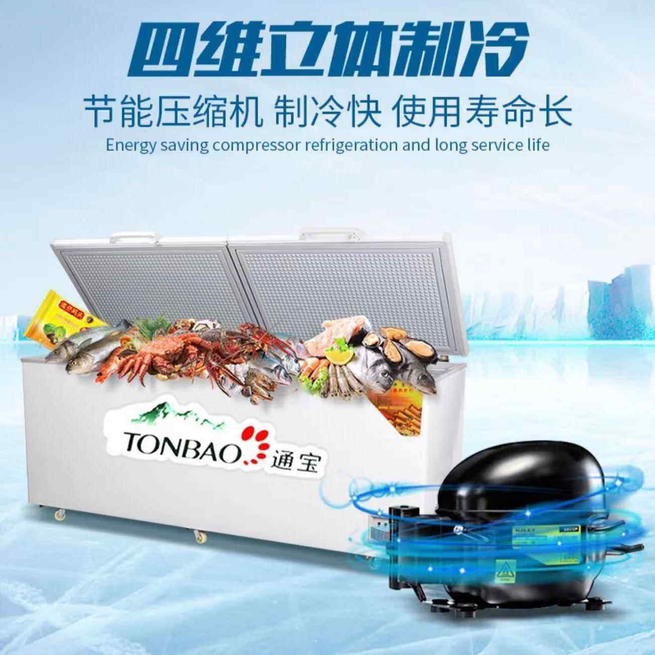 通宝冰柜商用大容量式藏冻肉冷柜箱单温冷冷冻柜急冻大WYD冰饭卧