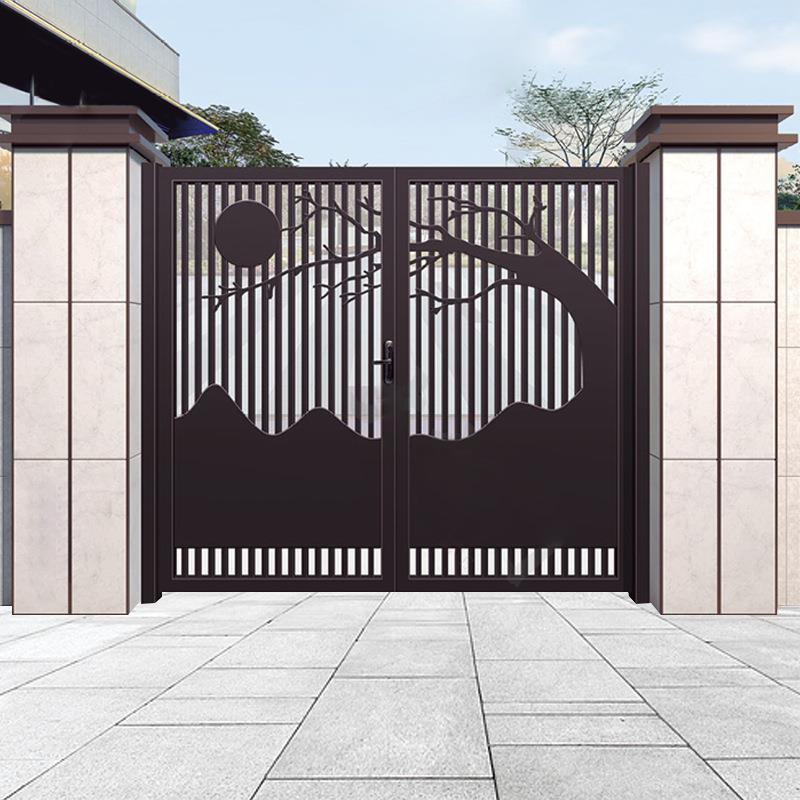 铝合金大门铝艺门别墅花园入户门庭院大门新中式铝合金门铝艺门