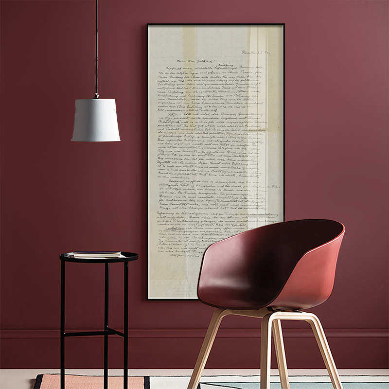 爱因斯坦手稿北欧玄关装饰画竖版过道走廊英文挂画怀旧复古书房画