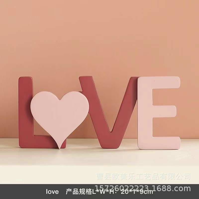 现货字母套装DIY摆台INS简约现代婚庆儿童房样板间摆件木质工艺品