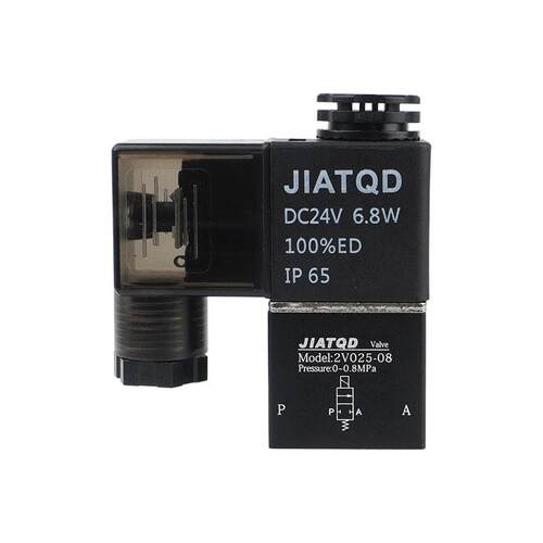 加特气动二位二通2V025-08常闭电磁阀开关DC24V/AC220V气阀12v
