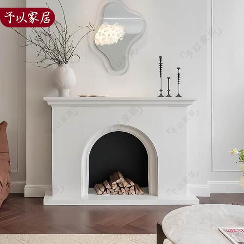 法式实木壁炉装饰柜客厅拱形壁炉架现代简约置物柜新款玄关柜定制