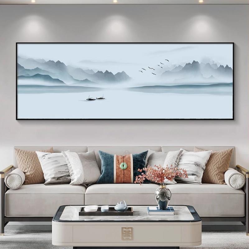新中式客厅装饰画沙发背景墙挂画办公室挂画水墨画壁画山水风景画