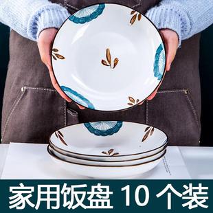 盘子菜盘家用套装 10只装 组合6个陶瓷菜碟创意不规则菜盘子水果盘