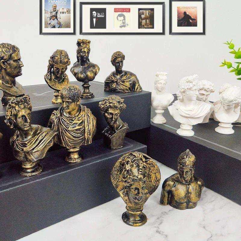 绘岳美术写生静物雕塑迷你树脂石膏人物头像青铜做旧摆件工艺品