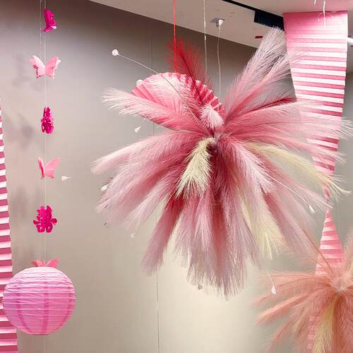 婚房结婚仿真芦苇烟花羽毛孔雀草立柱晨袍拍照背布置装饰套装客厅