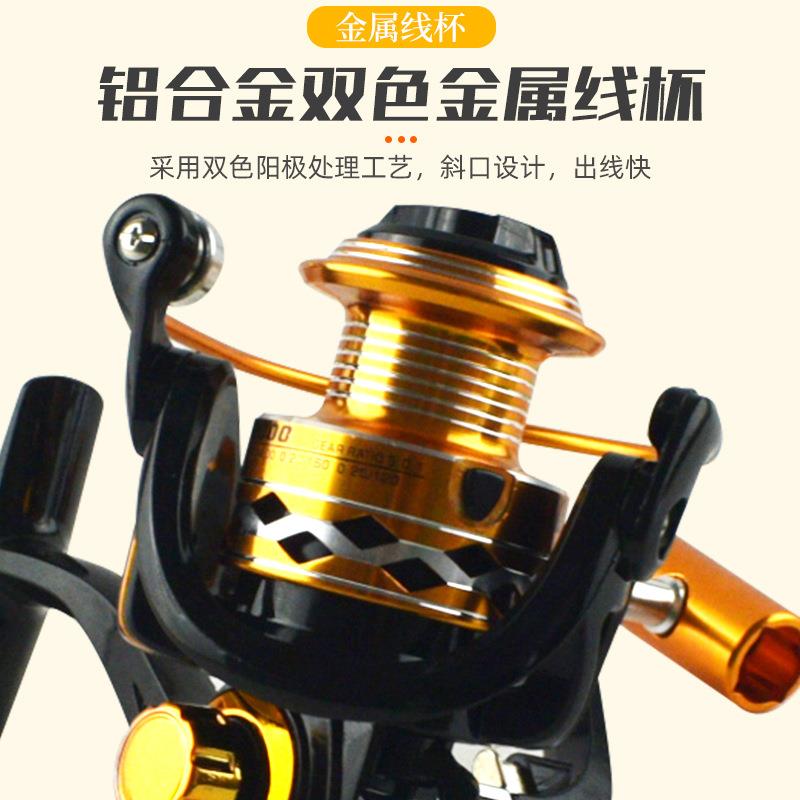 新款直销跨境全金属纺车轮12轴远投锚鱼轮渔竿轮现货渔线轮折叠摇
