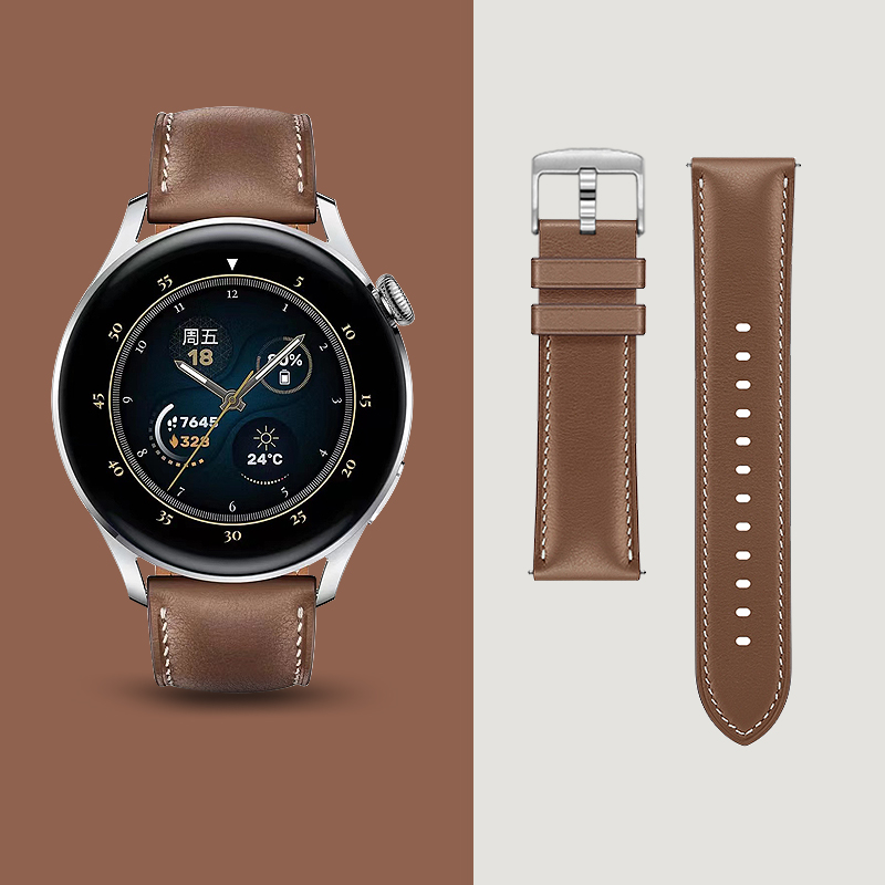 适用华为手表watch3表带gt3通用watch3pro真皮手表链男款gt2活力