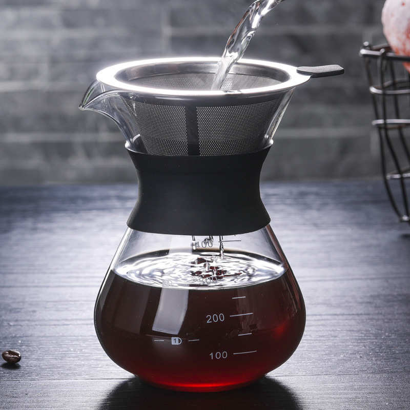 手冲咖啡滤杯滴漏壶玻璃壶过滤器带刻度冷萃高硼硅玻璃手冲咖啡壶
