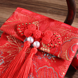 布艺丝绸锦缎特大万元结婚用超大号红包父母改口费绸缎绒布袋