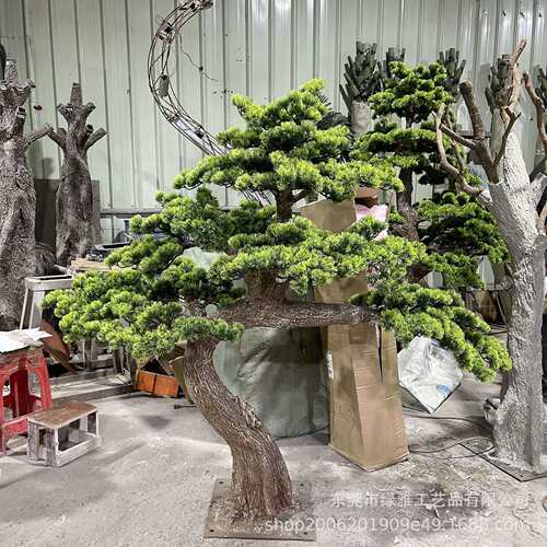 仿真迎客松仿真美人松树大型室内外装饰造景假树玻璃钢假松树