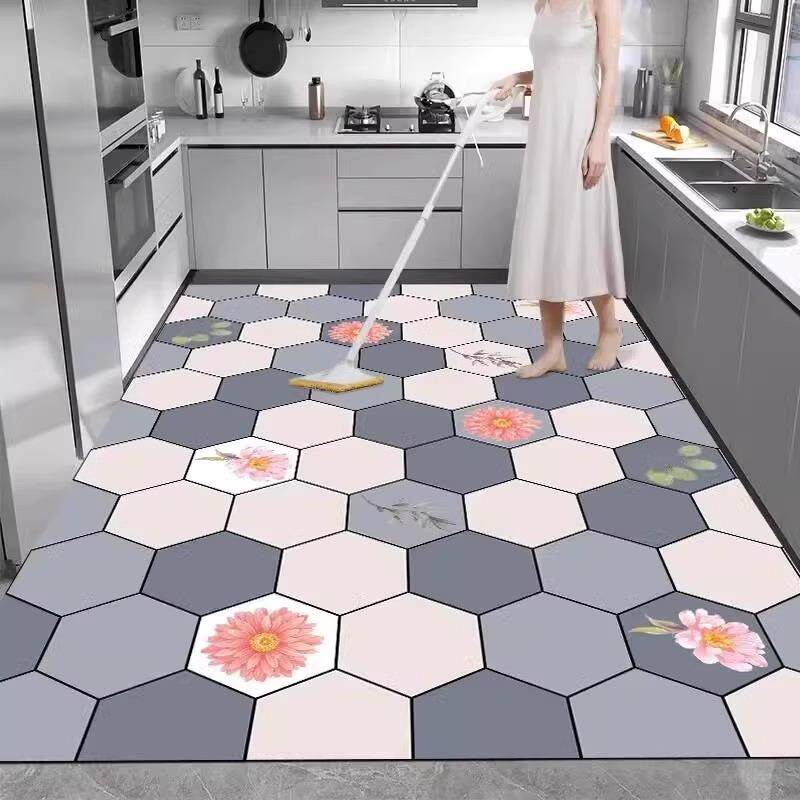矽藻泥铺满厨房专用地垫简约吸水防滑防油耐脏家用大面积定制地毯