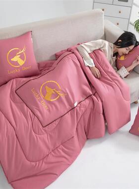 多功能二合一抱枕棉被子汽全绣花CJW子抱枕被车沙发靠垫被广告礼