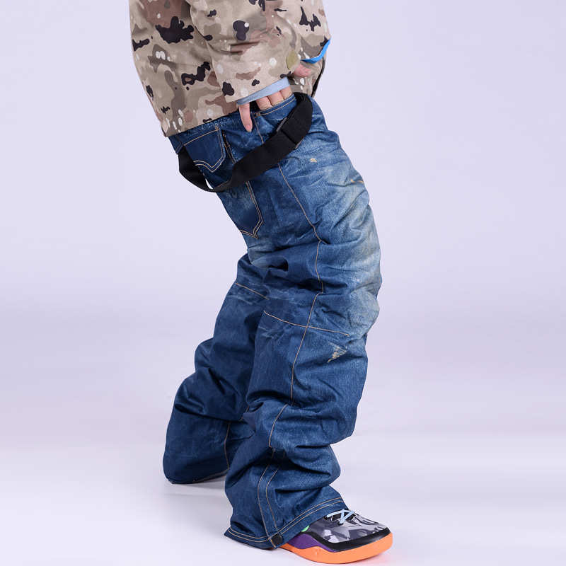 冬季牛仔滑雪裤男女款单板双板滑雪裤防风保暖加厚款式版型新品