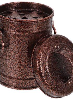 Galvanized Iron Ashtray With Lid Retro Style Small Metal