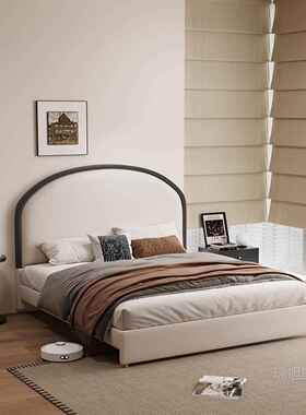 莫扎轻法式古复轻奢天鹅绒布艺床主卧奶油风床现代简Bnsf45约双比