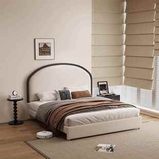 莫扎轻法式古复轻奢天鹅绒布艺床主卧奶油风床现代简Bnsf45约双比