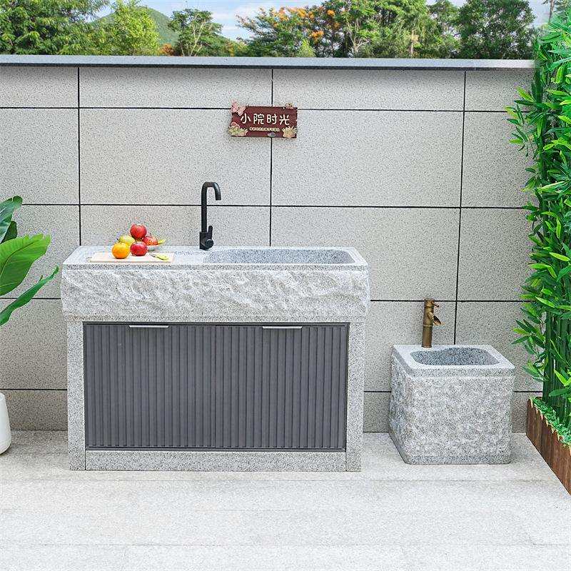 户外石头洗手池庭院水池天然水槽花岗岩洗菜台盆石雕大理石洗衣池