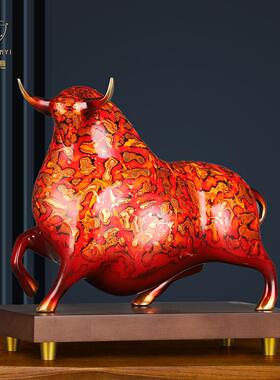 古法大漆纯铜牛摆件牛气冲天工艺品礼品高档家居饰品客厅办公室