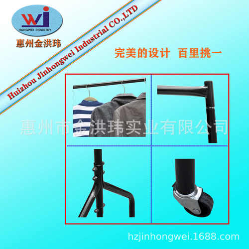 可架简易展示架 钢管移动挂衣立式烤精美漆服装店黑色 落地晾衣架