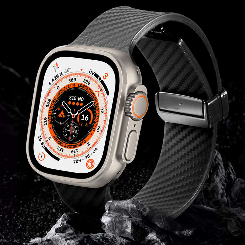 适用苹果手表表带iwatchs9碳纤维磁吸扣applewatch8金属新款Ultra