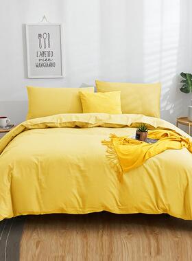 正品果绿色全棉四件浅套嫩绿纯棉七维绿床单被罩色全纯色宾馆床上