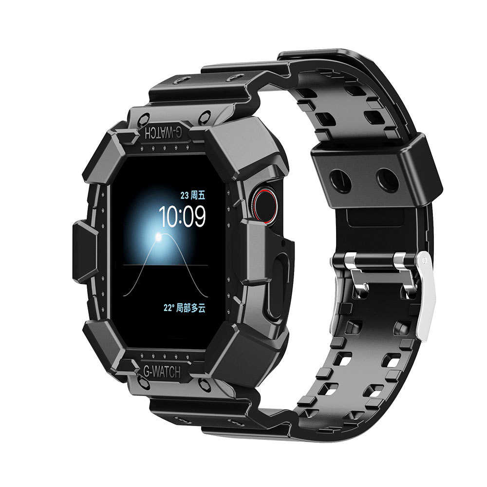 适用苹果iwatch 7卡西欧连体表带Apple Watch 65432SE一体TPU腕带