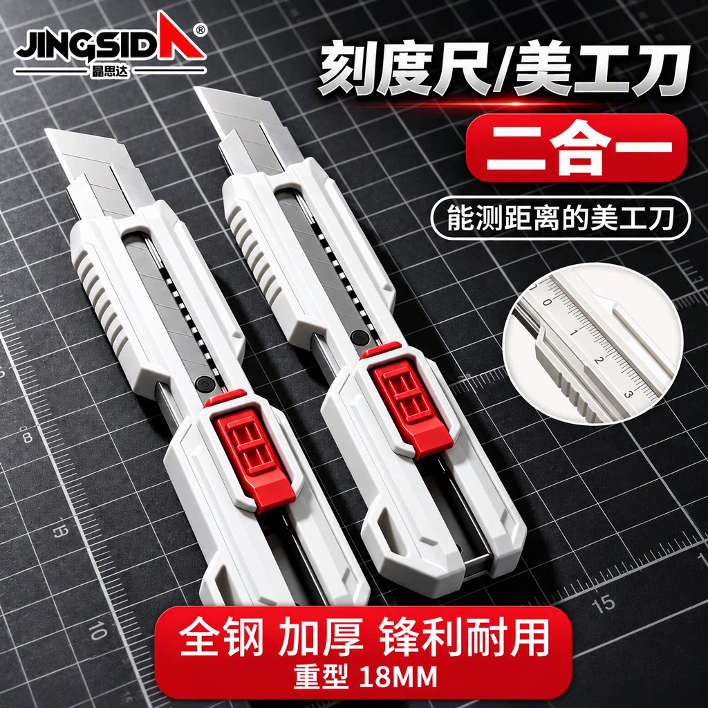 晶思达美工刀18MM重型全钢加厚刀片锋利刻度尺十大名牌