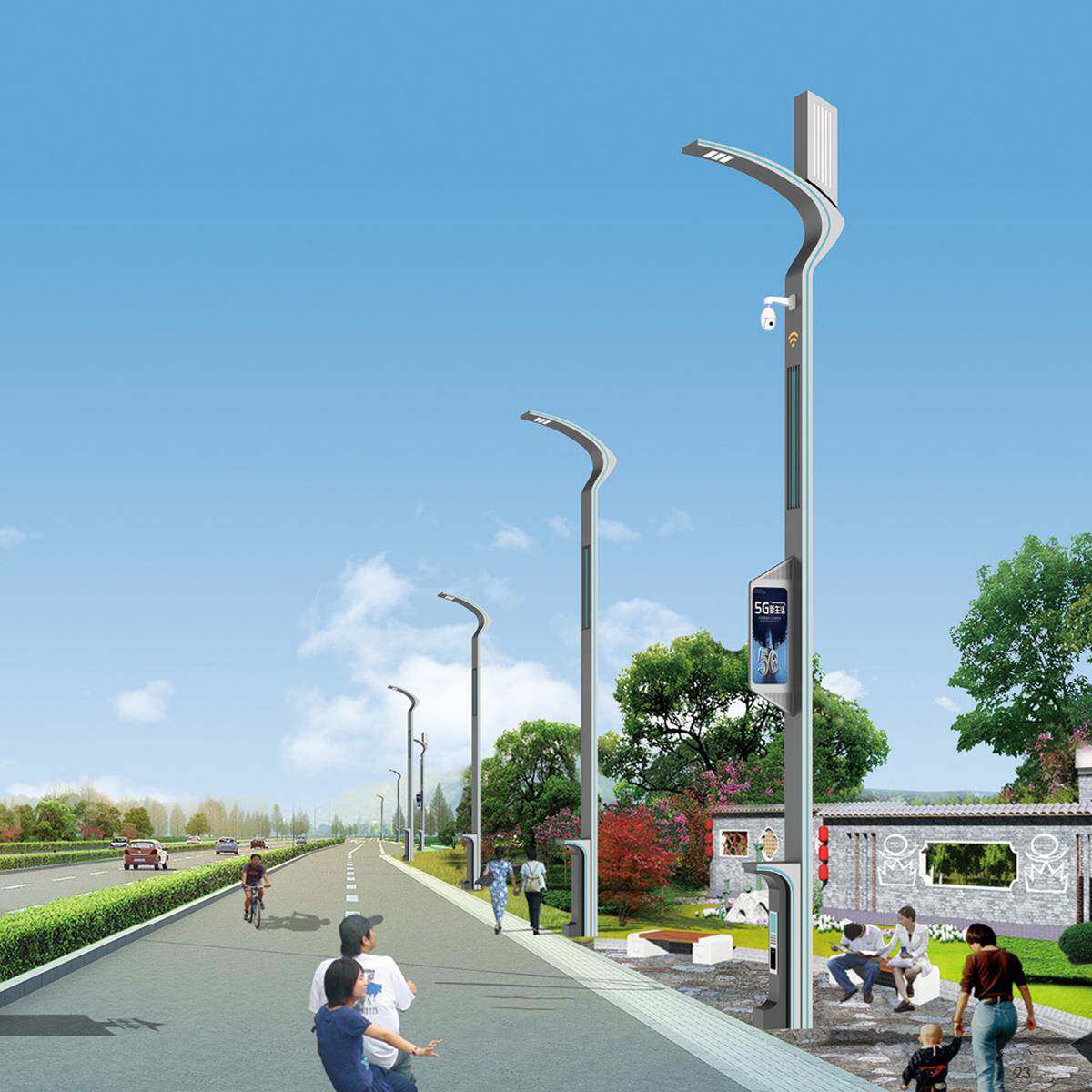 厂家直供 物联网智慧路灯多功能合杆城市道路工程LED屏幕照明灯杆