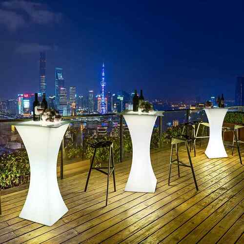 发光吧台EDL户外发光家具创意高脚鸡酒桌彩上方下尾方酒吧台七组