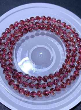 老矿天然金草莓晶手链全红超七三轮骨手串 精美珠链珠串规格5.4mm