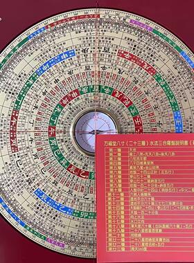 万福堂八寸23层水法三合罗盘高精度专业风水罗盘 铜面综合罗经仪