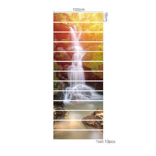 谷贴楼梯13货源粘货源画墙片瀑布ebay自贴装 饰