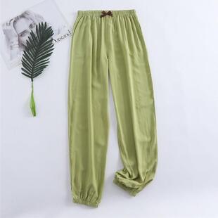 休闲 家居裤 单件长裤 夏季 广场舞蹈裤 棉绸束口裤 防蚊裤 睡 女士薄款