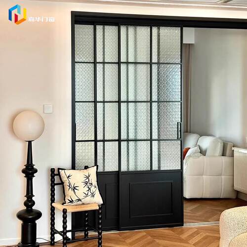 法式极简覆古门厨房拉门极窄三联动移门吊轮折叠卧室会议室隔断