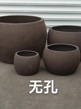 手工缸鱼盆黑陶花盆水仙盆古典土培阳台法师盆瓦陶罐老式泥瓦盆