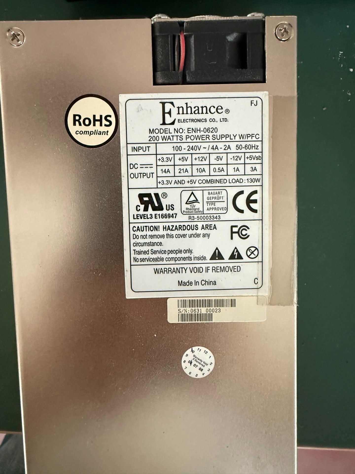 Enhance益衡1U电源(二手)型号:ENH-0620