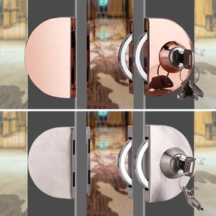 有框玻璃门锁带框铝合金门推拉移门锁不锈钢玫瑰金黑色钛合金木门