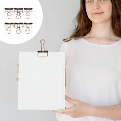 6 Pcs Retro Clips Elliot Folder for Paper Metal Stationery