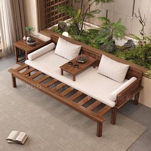 2025新款罗汉床新中式实木推拉床胡桃木两用客厅小户型单人沙发床