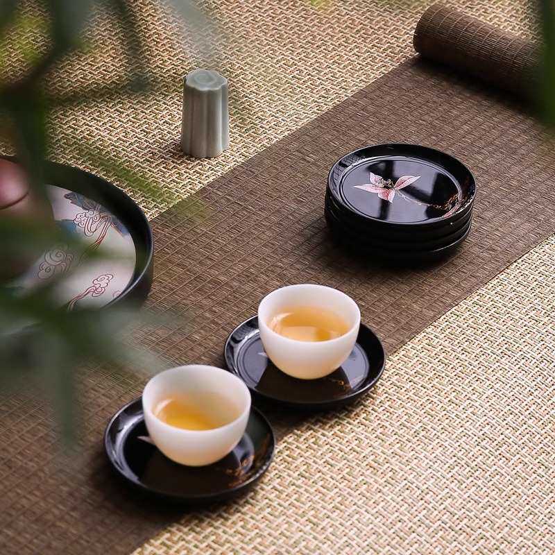 中式大漆电木杯垫家用隔热垫功夫茶道茶杯垫轻奢高级感创意垫杯托