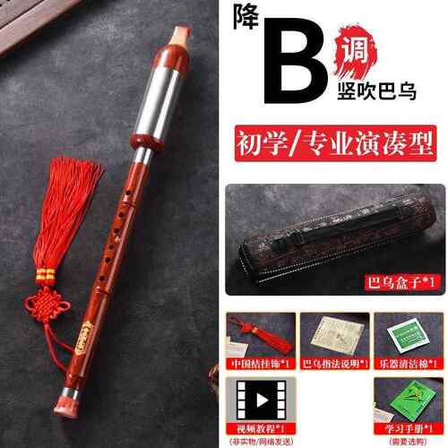 高档巴乌竖吹g彷学木红乐器c调降b调调f调a调A成人儿童小学生初演