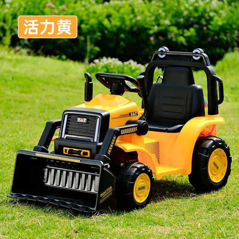 高档儿童电动车充四轮车工程车推电土车坐人男女小孩双驱遥控玩具