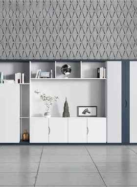 白色漆文对件柜烤现40972代背柜落地展示柜简约档案景柜子办公开