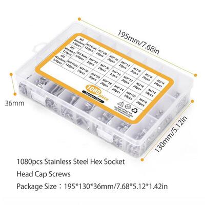 1080pcs跨境爆款盒装螺丝套装内六角螺丝12.9级内六角圆柱头螺钉