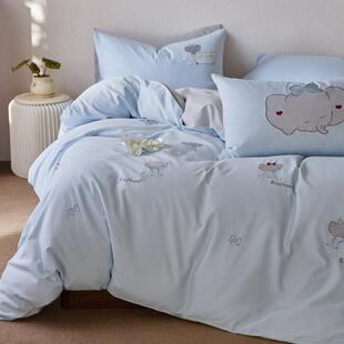 可爱毛巾绣100S全棉磨毛四件套纯棉加厚被套床单儿童秋冬床上用品